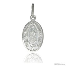 Sterling Silver Guadalupe Medal 5/8 x 3/8 in Oval Made in Italy, Free 24 in  - £11.63 GBP