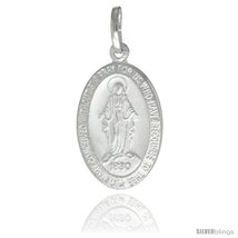 Sterling Silver Immaculate Heart of Mary Medal Made in Italy, 7/8 x 1/2 in  - £35.40 GBP