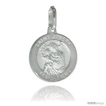 Sterling Silver Saint Joseph Medal 5/8 in Round Made in Italy, Free 24 in  - £28.78 GBP