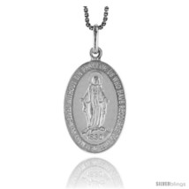 Sterling Silver Immaculate Heart of Mary Medal Made in Italy, 5/8 x 1/2 in,  - £17.97 GBP