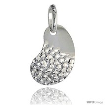 Sterling Silver Kidney Pendant Hammered / Polished Made in Italy, 1 in tall  - £34.74 GBP