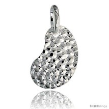 Sterling Silver Hammered Finish Kidney Pendant Made in Italy, 1 in tall -Style  - £34.74 GBP