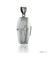 Sterling Silver Coffin Urn Pendant, Ash Container w/ Engraved Crucifix, ... - £71.72 GBP
