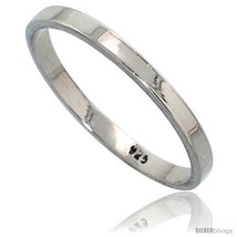 Size 5 - Sterling Silver 2.2 mm Flat Wedding Band Thumb  - £11.27 GBP