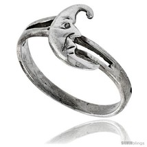 Size 6 - Sterling Silver Crescent Moon Ring 3/8  - £8.68 GBP