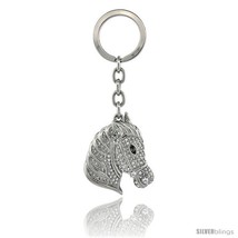 Horse Head Key Chain, Key Ring, Key Holder, Key Tag, Key Fob, w/ Brillia... - $19.59