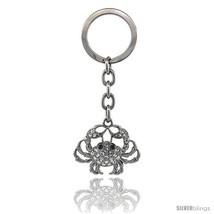 Crab Key Chain, Key Ring, Key Holder, Key Tag, Key Fob, w/ Clear &amp; Blue  - $19.59
