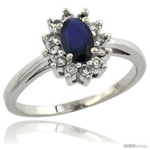 An item in the Jewelry & Watches category: Size 10 - 10k White Gold ( 6x4 mm ) Halo Engagement Created Blue Sapphire Ring 
