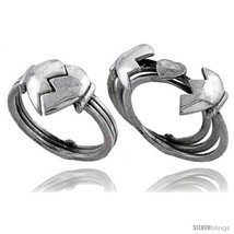 Size 6.5 - Sterling Silver Split Heart Ring 1/2 in  - £18.84 GBP
