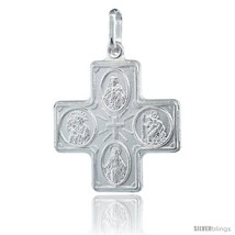 Sterling Silver 4-way Cross Medal Made in Italy, 1 in  - £32.23 GBP