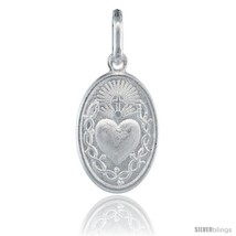 Sterling Silver Sacred Heart of Jesus Oval Medal Made in Italy, 1 in  - £11.70 GBP