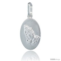 Sterling Silver Praying Hands Medal Made in Italy, 3/4 in  - £11.62 GBP