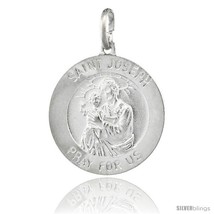 Sterling Silver Saint Joseph Medal Made in Italy, Medal, 7/8 in Round -Style  - $60.00