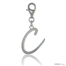 Sterling Silver Block Initial Letter C Alphabet Charm with Lobster Lock Clasp,  - $23.47