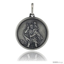 Sterling Silver Saint Christopher Round Medal Made in Italy, 3/4 in  - $25.43