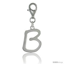 Sterling Silver Block Initial Letter B Alphabet Charm with Lobster Lock Clasp,  - $23.47