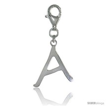 Sterling Silver Block Initial Letter A Alphabet Charm with Lobster Lock Clasp,  - $23.47