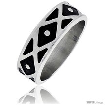 Size 8 - Sterling Silver Southwest Design American Indian Design Ring 1/4 in  - £25.70 GBP