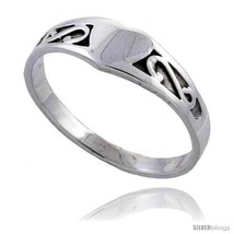 Size 8 - Sterling Silver Celtic Knot Heart Ring 3/16 in  - £5.29 GBP