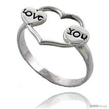 Size 6 - Sterling Silver LOVE Heart Ring 1/2 in  - £11.57 GBP