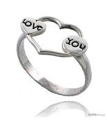 Size 6 - Sterling Silver LOVE Heart Ring 1/2 in  - £11.57 GBP