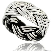 Size 7 - Sterling Silver Southwest Design Wire Braid Band 3/8 in wide  - £42.41 GBP