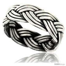 Size 7 - Sterling Silver Southwest Design Wire Braid Band 5/16 in wide  - £29.87 GBP