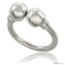 Size 10 - Sterling Silver Bali Style 2-Bead Ring, 5/16 in  - £32.66 GBP