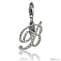 Sterling Silver Script Initial Letter B Alphabet Charm Diamond Cut Finish and  - $24.40