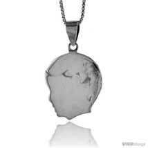 Sterling Silver Flat Boy&#39;s Head Pendant, Made in Italy. 13/16 in. (21 mm)  - £31.79 GBP