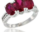 14k white gold natural ruby ring 3 stone oval 7x5 mm diamond accent thumb155 crop