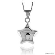 Sterling Silver Star Pendant, Made in Italy. 13/16 in. (20 mm)  - £38.48 GBP