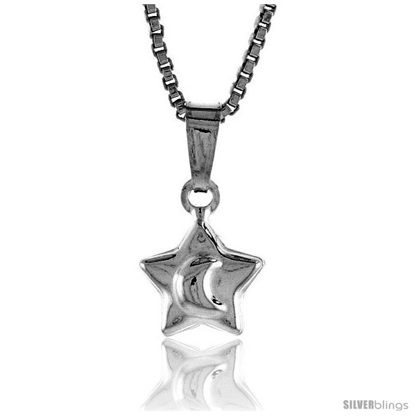 Primary image for Sterling Silver Teeny Star Pendant, Made in Italy. 1/4 in. (7 mm) Tall -Style 