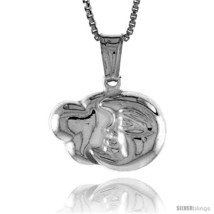 Sterling Silver Small Moon Pendant, Made in Italy. 1/2 in. (12 mm)  - £14.89 GBP