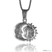 Sterling Silver Small Sun and Moon Pendant, Made in Italy. 1/2 in. (12 mm)  - $16.27