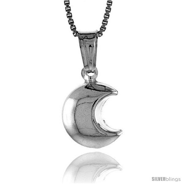 Primary image for Sterling Silver Small Crescent Moon Pendant, Made in Italy. 1/2 in. (12 mm) 