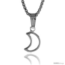 Sterling Silver Teeny Cut Out Crescent Moon Pendant, Made in Italy. 1/4 ... - $14.09