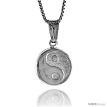 Sterling Silver Small Ying Yang Pendant, Made in Italy. 1/2 in. (13 mm) in  - £11.41 GBP