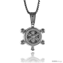 Sterling Silver Ship's Stirring Wheel Pendant, Made in Italy. 9/16 in. (14 mm)  - $15.05