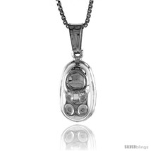 Sterling Silver Small Baby Shoe Pendant, Made in Italy. 9/16 in. (14 mm) Tall  - $14.36