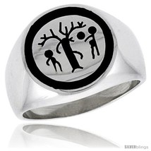Size 12.5 - Sterling Silver Forbidden Fruit Ring w/ Adam &amp; Eve &amp; the  - £56.42 GBP