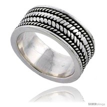 Size 9.5 - Sterling Silver Braided Rope Wedding Band Ring 3/8  - £37.00 GBP