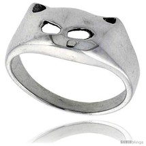 Size 6.5 - Sterling Silver Cat Face Ring 7/16 in  - £15.40 GBP