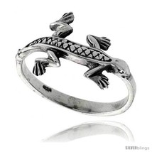 Size 6 - Sterling Silver Gecko Ring 1/2 in  - £12.44 GBP