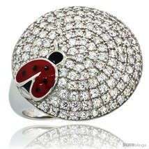 Size 6 - Sterling Silver Lady Bug on Round Ring w/ Brilliant Cut CZ Stones, 3/4  - £63.11 GBP