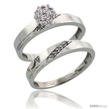 Size 9 - 10k White Gold Diamond Engagement Rings Set 2-Piece 0.09 cttw  - $423.08