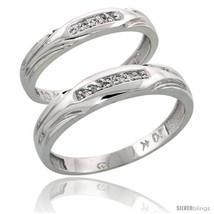Size 5.5 - 10k White Gold Diamond Wedding Rings 2-Piece set for him 4.5 mm &amp;  - £348.61 GBP