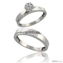 Size 7.5 - 10k White Gold Diamond Engagement Rings 2-Piece Set for Men and  - £391.95 GBP