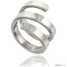 Size 11.5 - Sterling Silver Long Spiral Flat Wire Wrap Ring Handmade 7/8 in  - £68.69 GBP