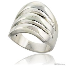 Size 10.5 - Sterling Silver Domed Cigarband Ring w/ 3 splits 3/4 in  - £44.97 GBP